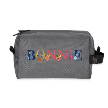 BONNIE name adorned with flowers - Recycled Toiletry Zip Bag - anthracite - Front