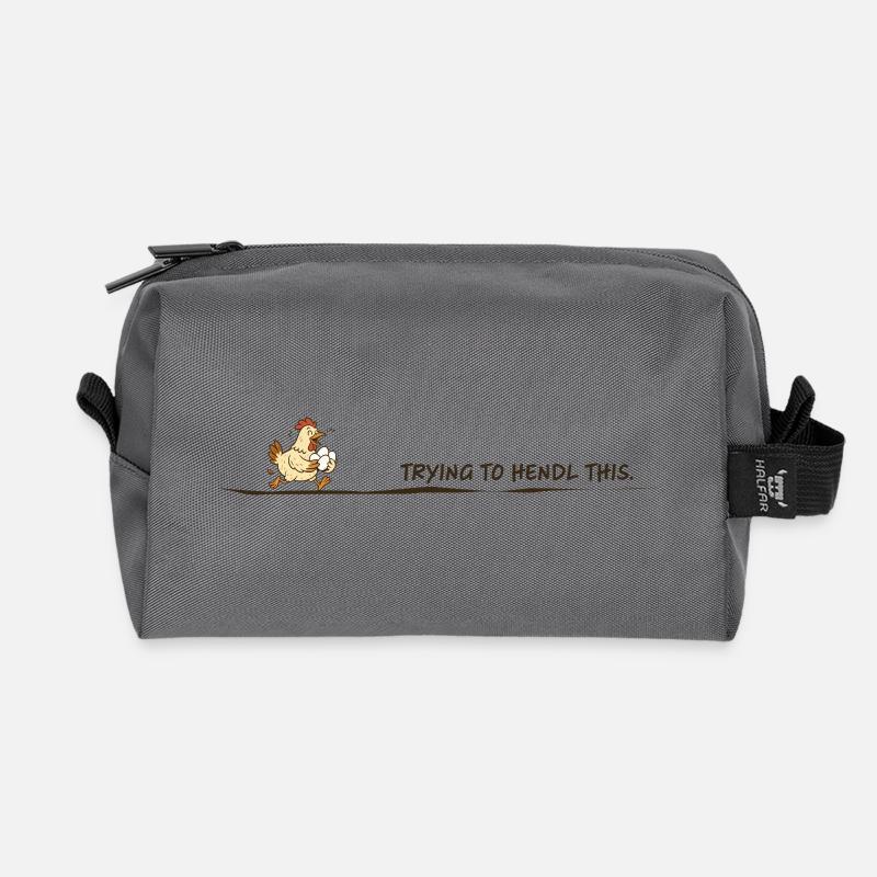 Trying to Hendl This Huhn Denglisch Spruch witzig - Recycelte Kulturtasche - Anthrazit