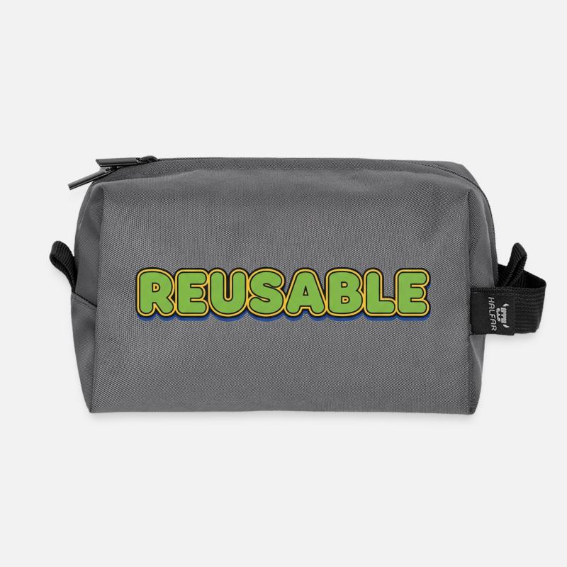 Wiederverwendbar Bubble Schriftzug - Recycelte Kulturtasche - Anthrazit