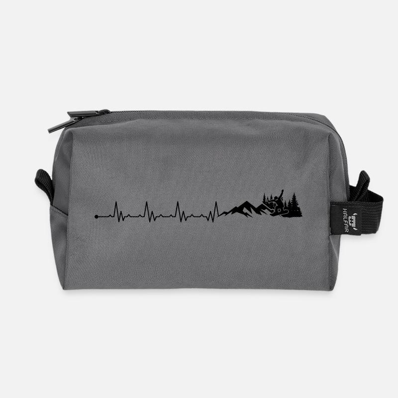 Heartbeat Snowboarder Wintersport - Recycelte Kulturtasche - Anthrazit