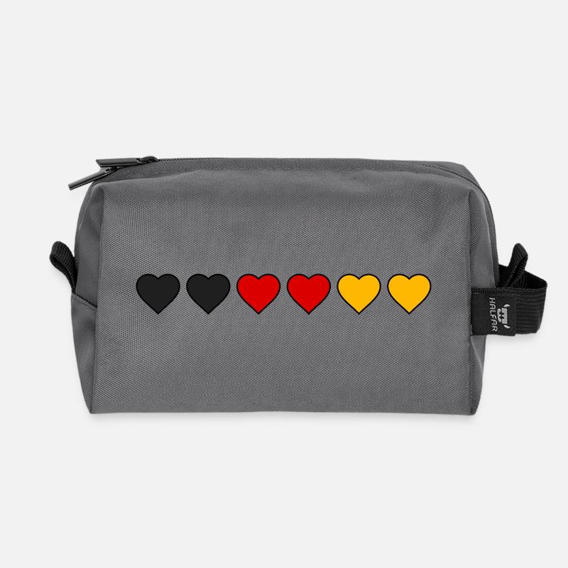 Deutschland Herzen - Recycelte Kulturtasche - Anthrazit