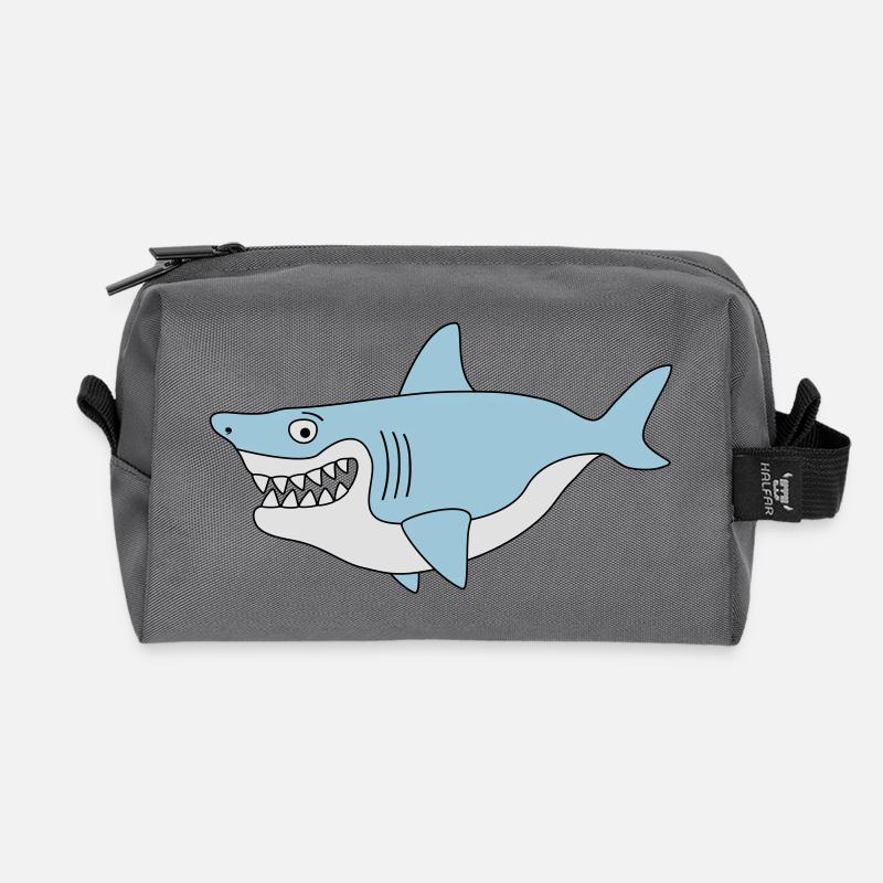 Shark Lächeln - Recycelte Kulturtasche - Anthrazit