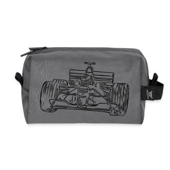 race car - Recycled Toiletry Zip Bag - anthracite - Front
