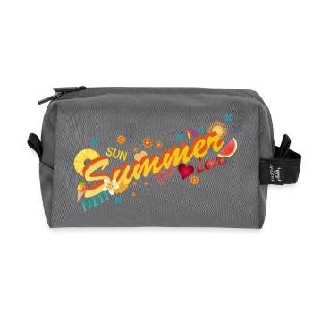 Sonne Sommer Spaß und Party. Sommer Schriftzug - Recycelte Kulturtasche - Anthrazit - Vorne