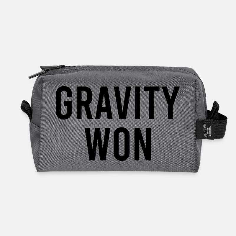 Gravity Won Broken Arm Leg Bone Get Well Recovery - Recycled Toiletry Zip Bag - anthracite