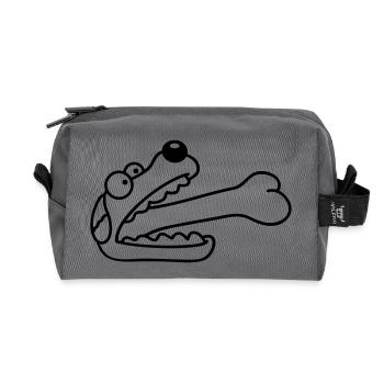 Dog Greedy Hungry Big Bone Swallowed - Recycled Toiletry Zip Bag - anthracite - Front