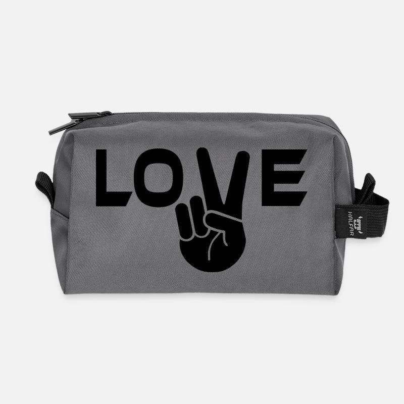 Liebe Victory Zeichen Hand - Recycelte Kulturtasche - Anthrazit