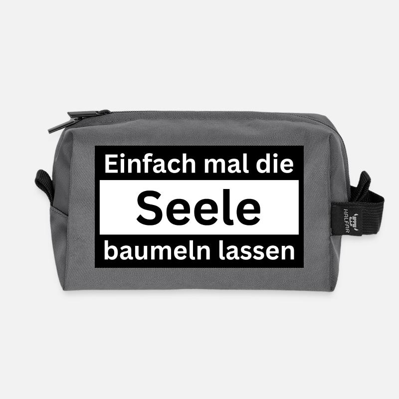 Einfach_mal_die_Seele_baumeln - Recycelte Kulturtasche - Anthrazit