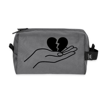 Cœur brisé en main Design minimal d’art lineal - Trousse de toilette en tissu recyclé - anthracite - Devant