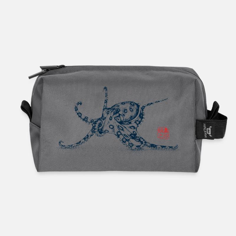 Oktopus mit Kanji Stamp - Recycelte Kulturtasche - Anthrazit
