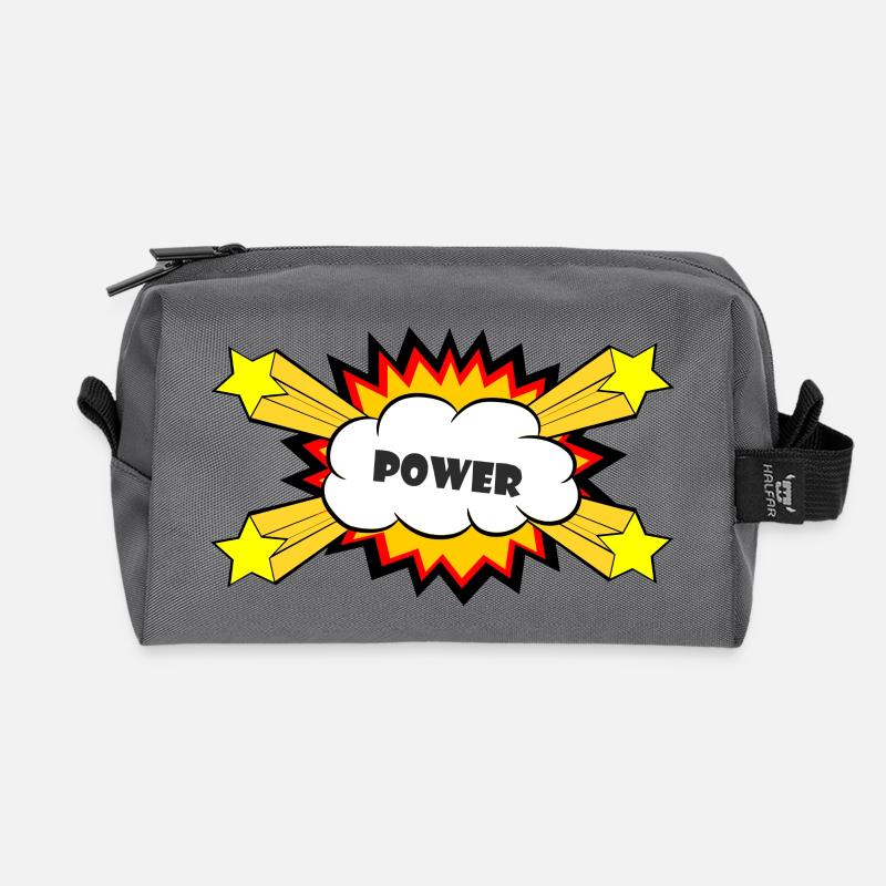 Power Comic Explosion - Recycled Toiletry Zip Bag - anthracite