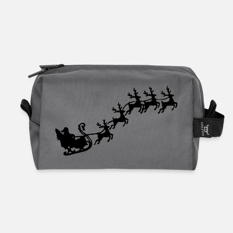 Weihnachtsmann mit Rentierschlitten - Recycelte Kulturtasche - Anthrazit