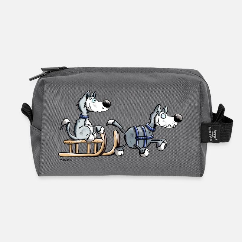Schlittenhund Team - Recycelte Kulturtasche - Anthrazit