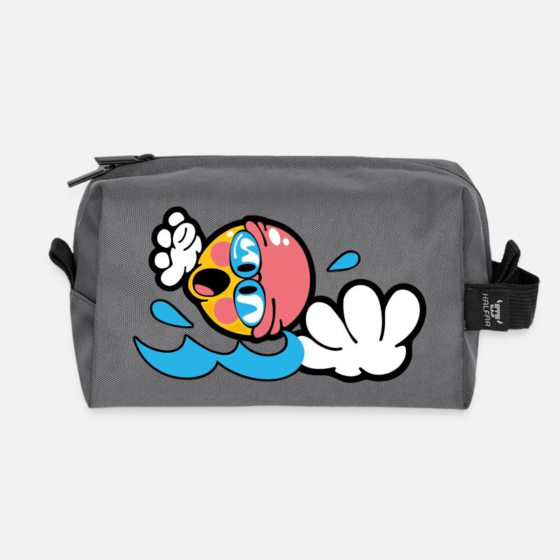Smiley Swimming - Recycled Toiletry Zip Bag - anthracite