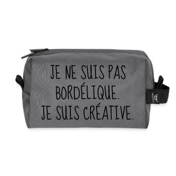 Bordélique - Citation - Humour - Comique - Fun - Trousse de toilette en tissu recyclé - anthracite - Devant