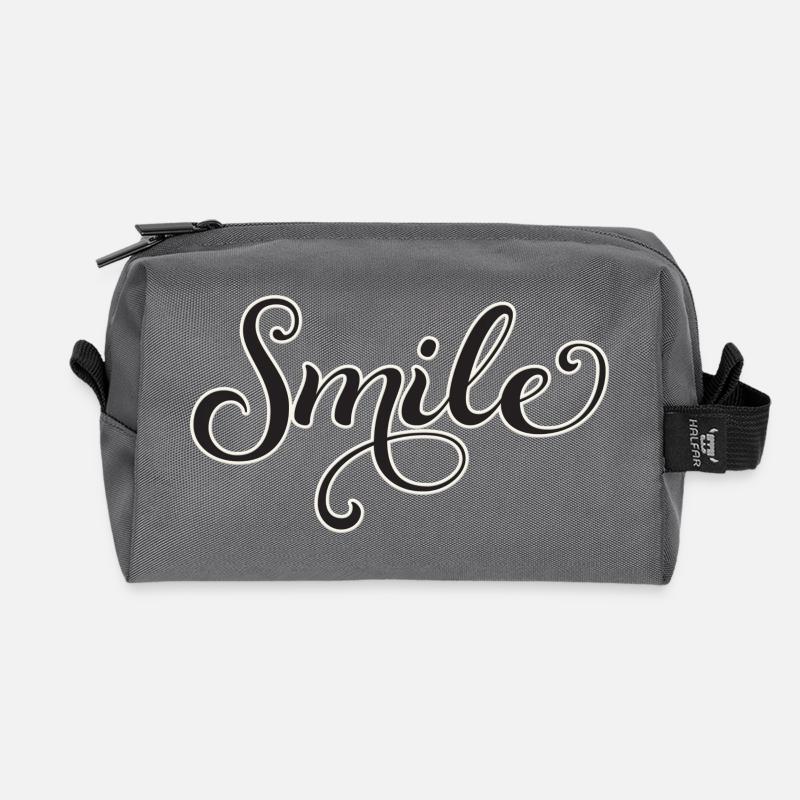 Smiling Script Lettering Smile - Recycled Toiletry Zip Bag - anthracite