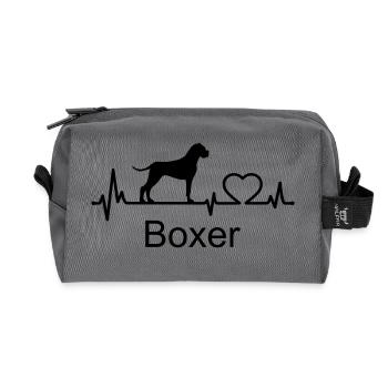 Boxer Hund Herzschlag Hundebesitzer Geschenkidee - Recycelte Kulturtasche - Anthrazit - Vorne