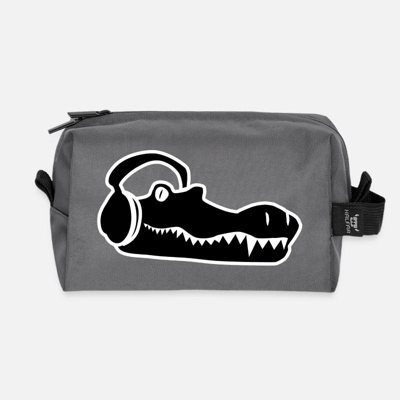 Crocodile Sound - Recycled Toiletry Zip Bag - anthracite