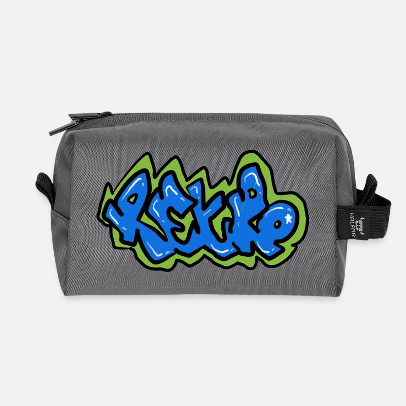 Retro graffiti design - Recycled Toiletry Zip Bag - anthracite