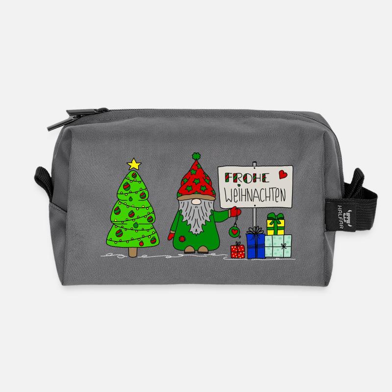 NICE Wichtel mit Tannenbaum und Geschenken - Recycelte Kulturtasche - Anthrazit