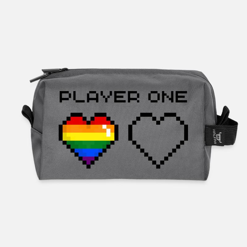 Player One Rainbow - Recycled Toiletry Zip Bag - anthracite