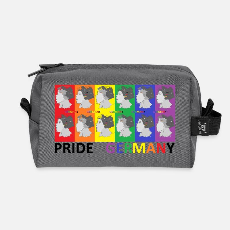 Farbenfrohe Pride Deutschland Illustration - Recycelte Kulturtasche - Anthrazit