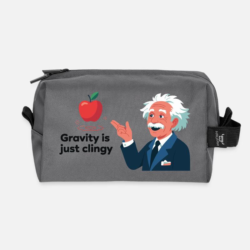 Lustiges Physik-Design – Gravity is just clingy - Recycelte Kulturtasche - Anthrazit