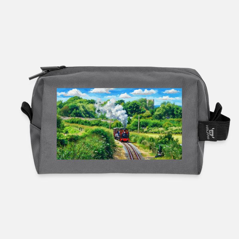 Eisenbahn mit einem Herzen aus Gold - Recycelte Kulturtasche - Anthrazit