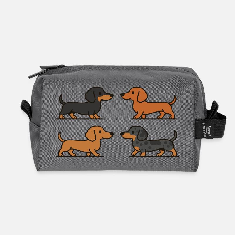 Mignons teckels en variations de couleur - Trousse de toilette en tissu recyclé - anthracite