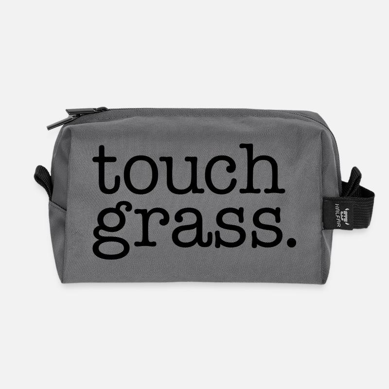 Touch grass - Recycelte Kulturtasche - Anthrazit
