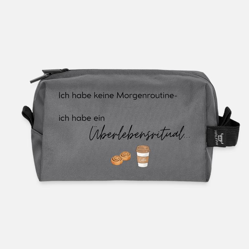 LIEBEVOLL Morgenroutine Zimtschnecke  - Recycelte Kulturtasche - Anthrazit