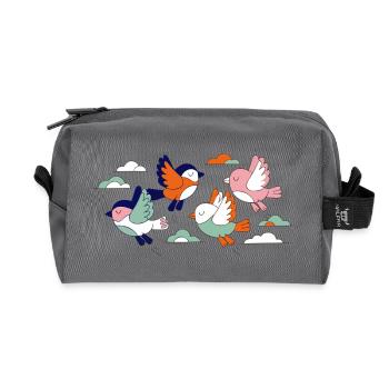 Oiseaux volants en vol, Vol de volée vif - Trousse de toilette en tissu recyclé - anthracite - Devant