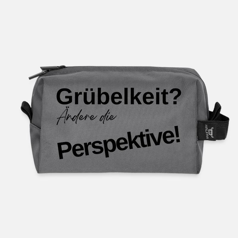 Grübelkeit? Ändere die Perspektive! - Recycelte Kulturtasche - Anthrazit