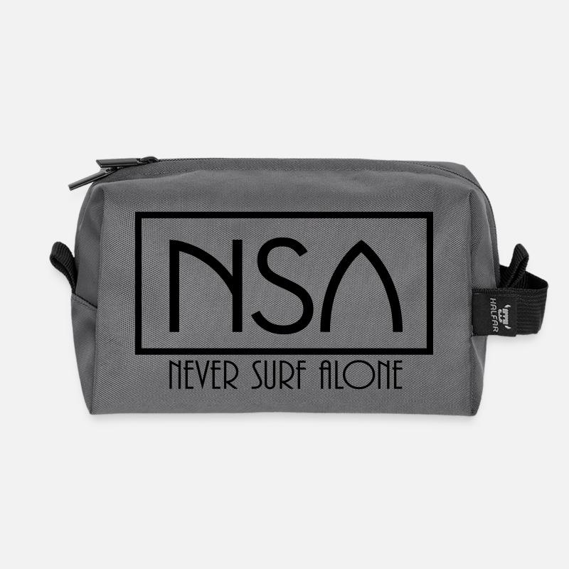 nsa never surf alone - Recycled Toiletry Zip Bag - anthracite
