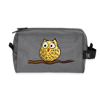 Cute owl - Recycled Toiletry Zip Bag - anthracite - Front