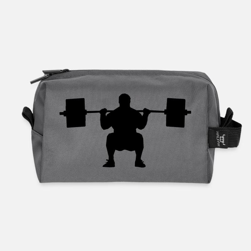 Weightlifter shadow figure - Recycled Toiletry Zip Bag - anthracite