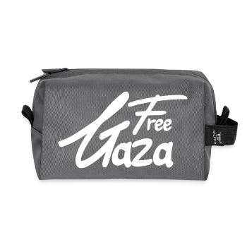 Free Gaza Text - Recycled Toiletry Zip Bag - anthracite - Front