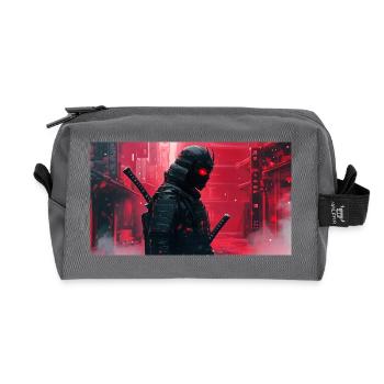 Black Futuristic Samurai - Recycled Toiletry Zip Bag - anthracite - Front