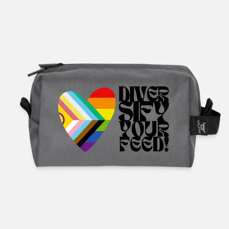 🌈♿ Diversify Your Feed –Progress Pride&Disability - Recycelte Kulturtasche - Anthrazit