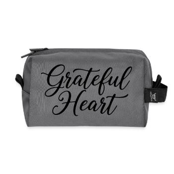Grateful Heart Script - Recycled Toiletry Zip Bag - anthracite - Front