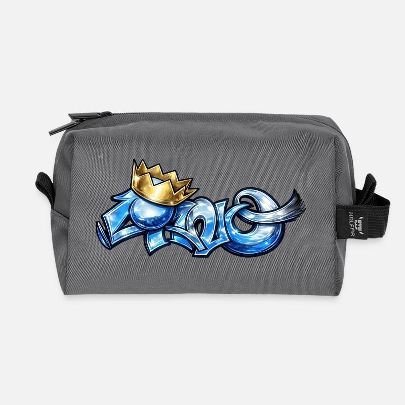 Cano blue - Recycled Toiletry Zip Bag - anthracite