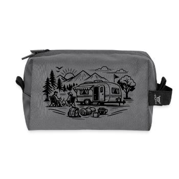Camping Trailer Landscape - Recycled Toiletry Zip Bag - anthracite - Front
