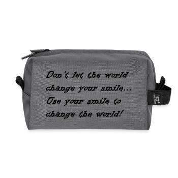 Smile laugh - Recycled Toiletry Zip Bag - anthracite - Front