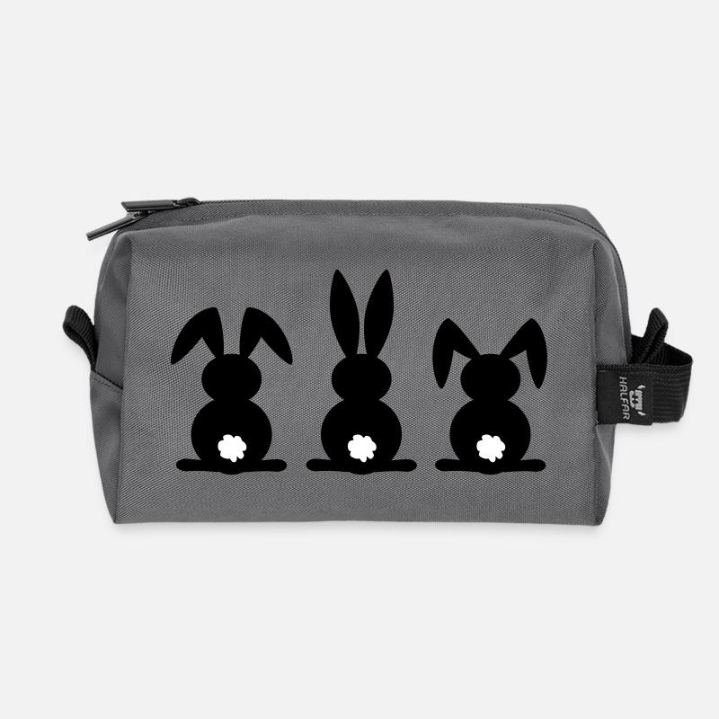 Kaninchen-Silhouette. Frohe Ostern oder Osterfeier. Ei. - Recycelte Kulturtasche - Anthrazit