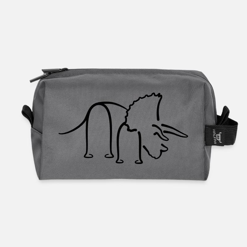 Dinosaurier Triceratops Dino Liniengrafik - Recycelte Kulturtasche - Anthrazit