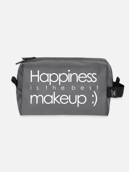 Happiness is the best makeup - Recycelte Kulturtasche - Anthrazit