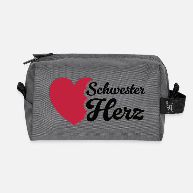 Herz Schwester Design mit Liebe - Recycelte Kulturtasche - Anthrazit
