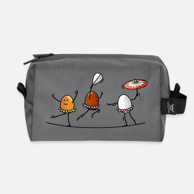 tightrope walkers, acrobats, eggs - Recycled Toiletry Zip Bag - anthracite