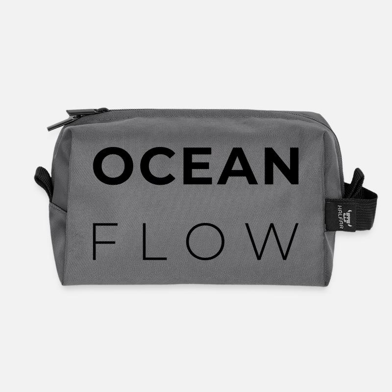 OCEAN FLOW - Minimalist Atlantic Design - Recycled Toiletry Zip Bag - anthracite