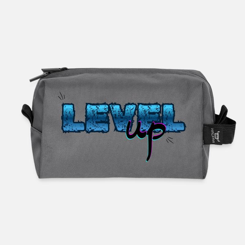 Level Up, Birthday - Recycled Toiletry Zip Bag - anthracite
